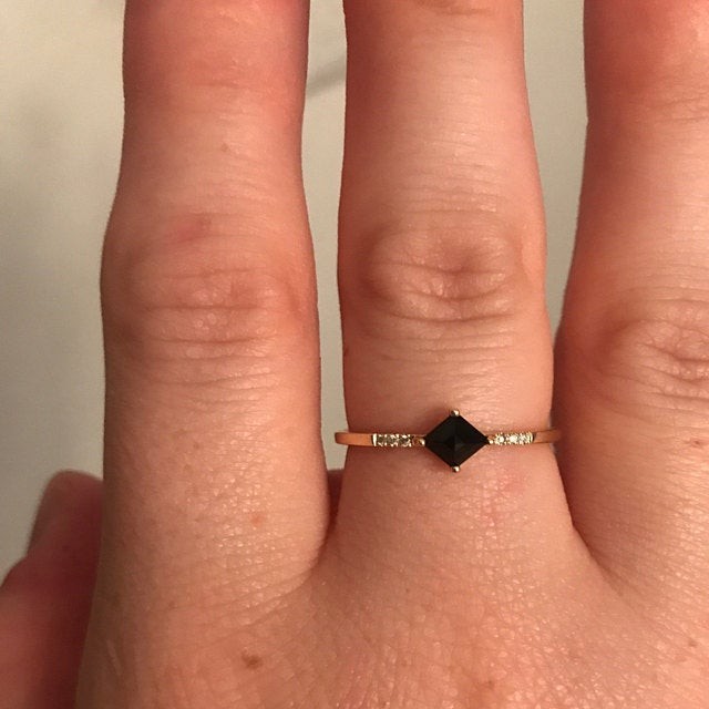 I am me - Black Onyx Diamond Ring | PurpleMay Jewellery