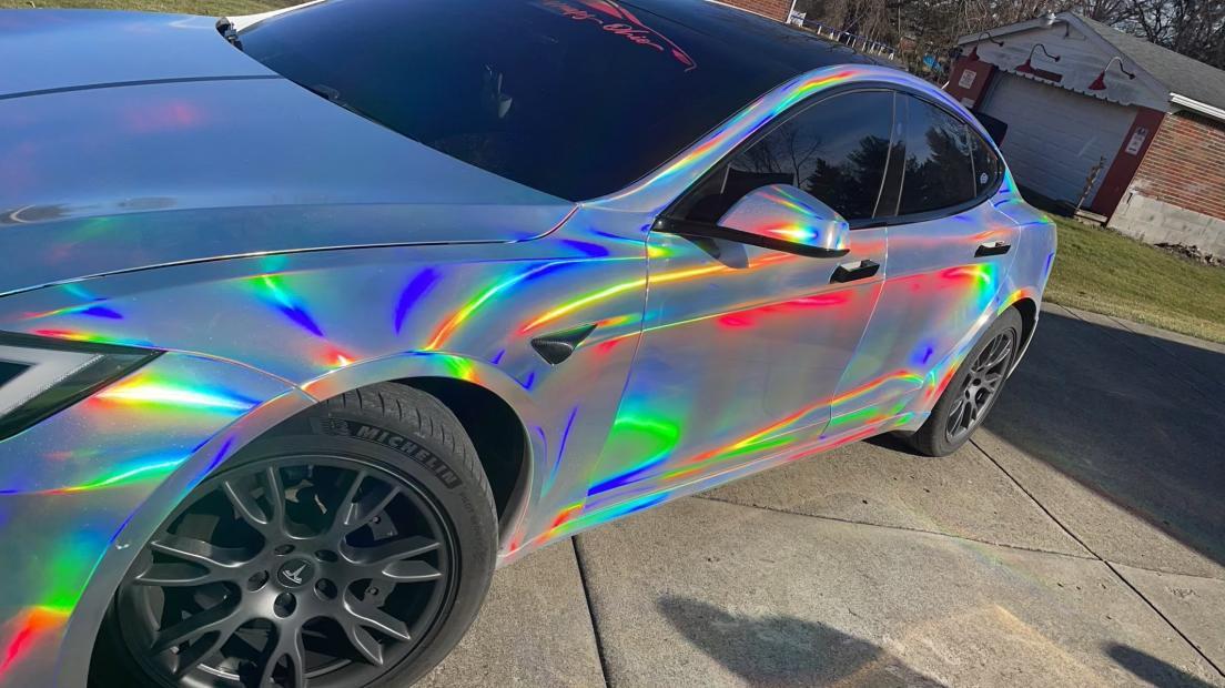 Silver Sunset Neo Mirror Chrome Vinyl Wrap Holographic Rainbow Laser Chrome  Car Wraps Vinyl - China Car Wrap Vinyl, Car Wrap